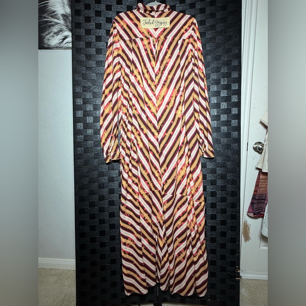 JADED GYPSY Fade Away Duster S/M Vintage Stripes Bleached Look - Picture 6 of 6